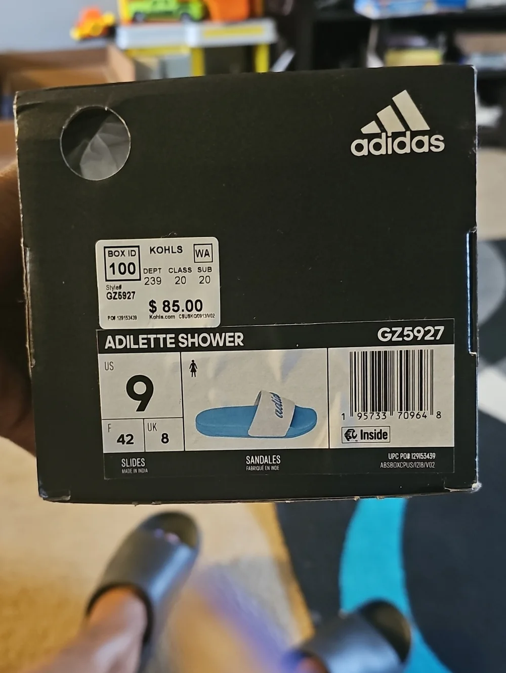 adidas Adilette Shower Slides - Blue and White